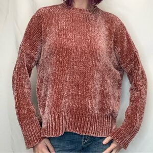 Show Me Your Mumu Women's Jesse Chenille Sweater Small Oversized Mauve Pink
